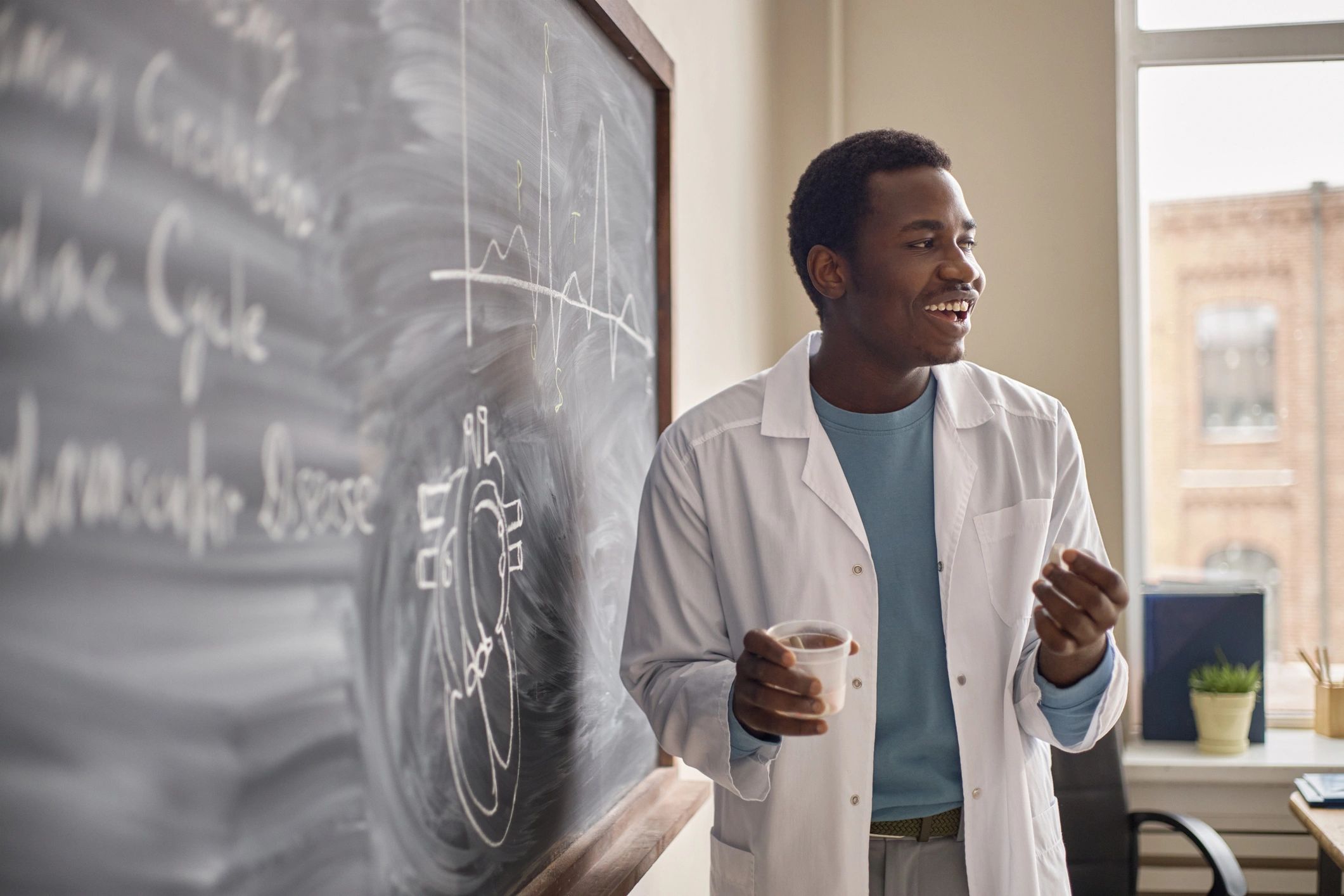 Presenter speaking in an academic setting